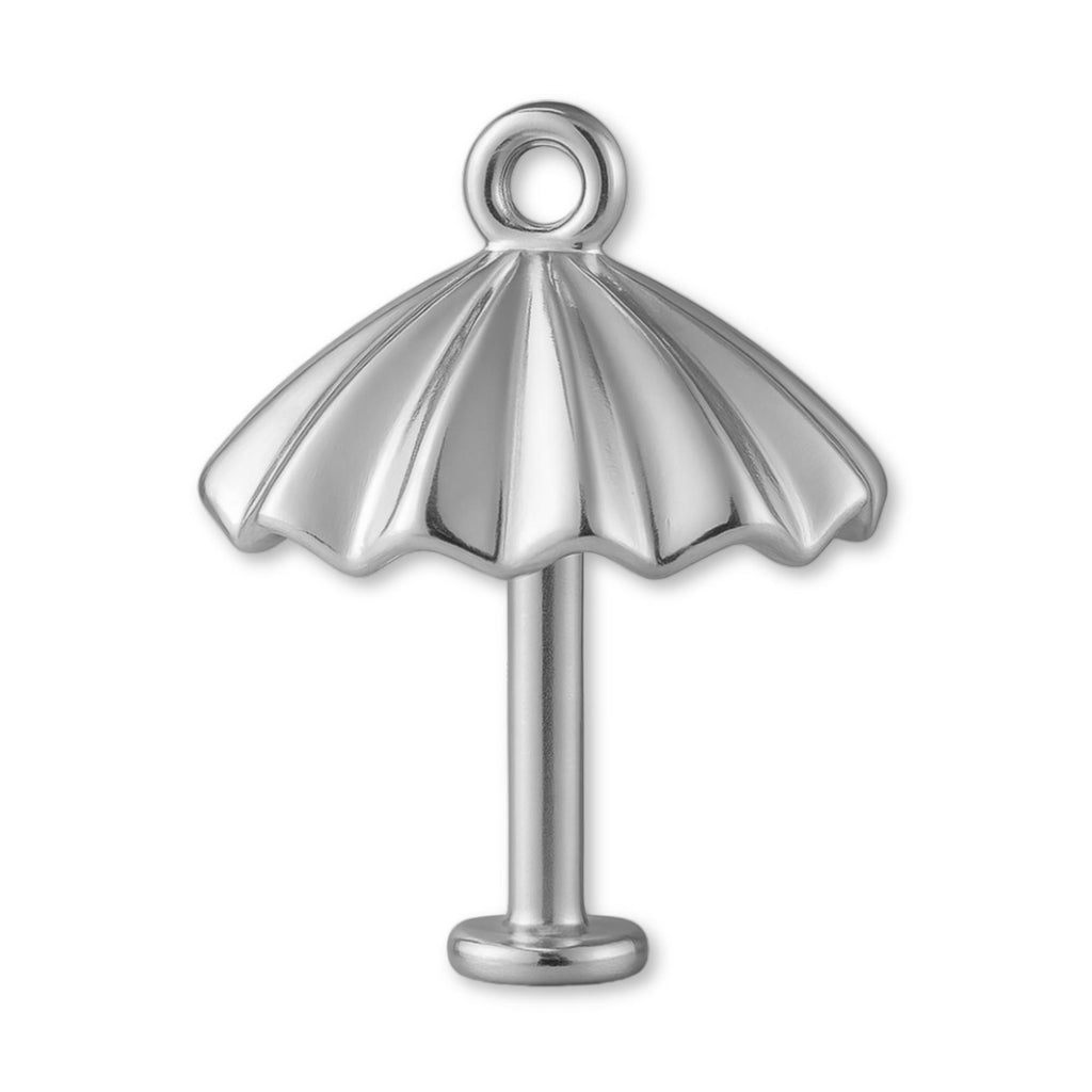 9ct White Gold - Beach Umbrella Charm