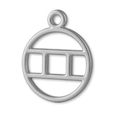 18ct White Gold - Gemini Zodiac Round Charm