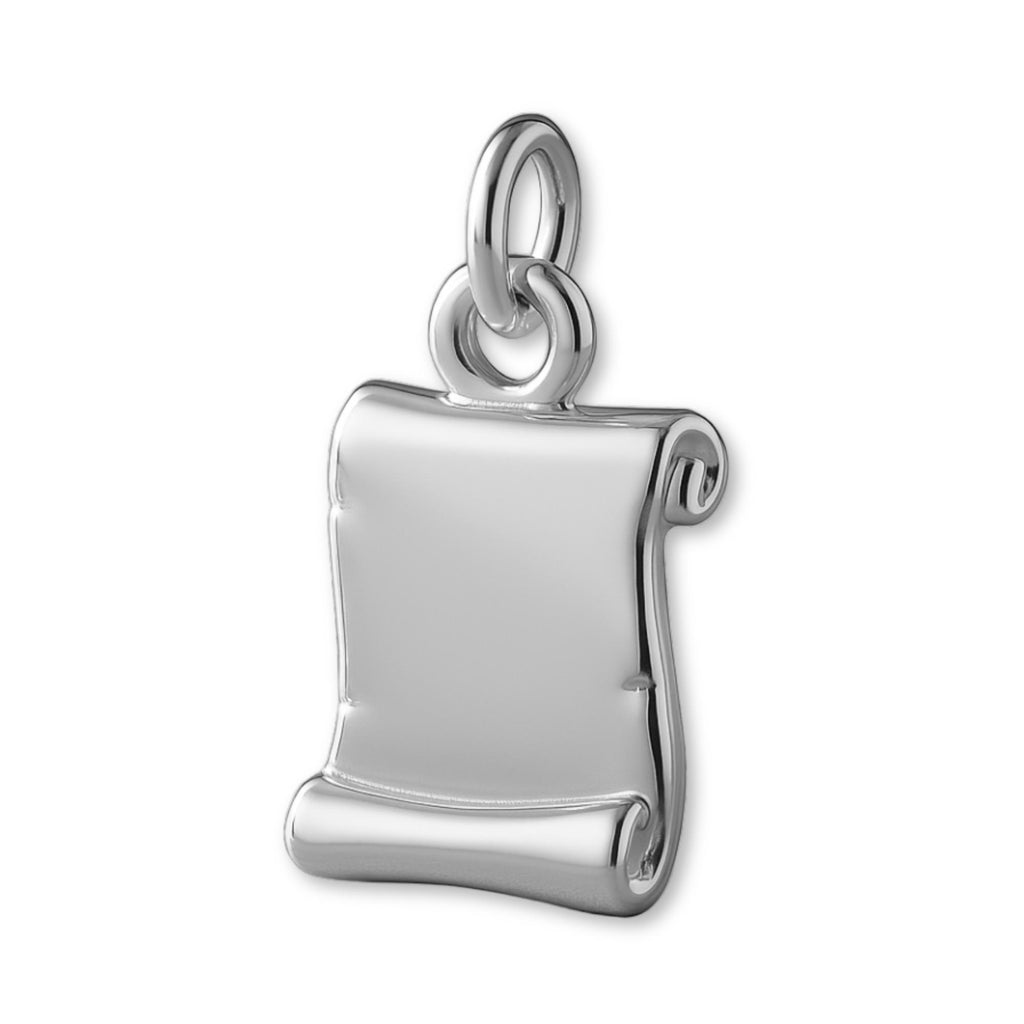 9ct White Gold - Parchment Scroll Charm