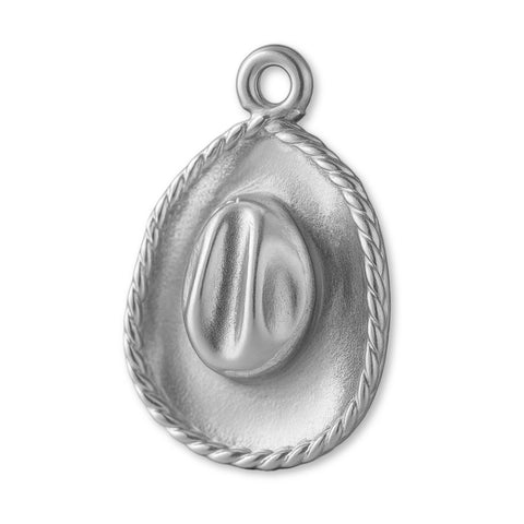 9ct White Gold - Western Cowboy Hat Charm