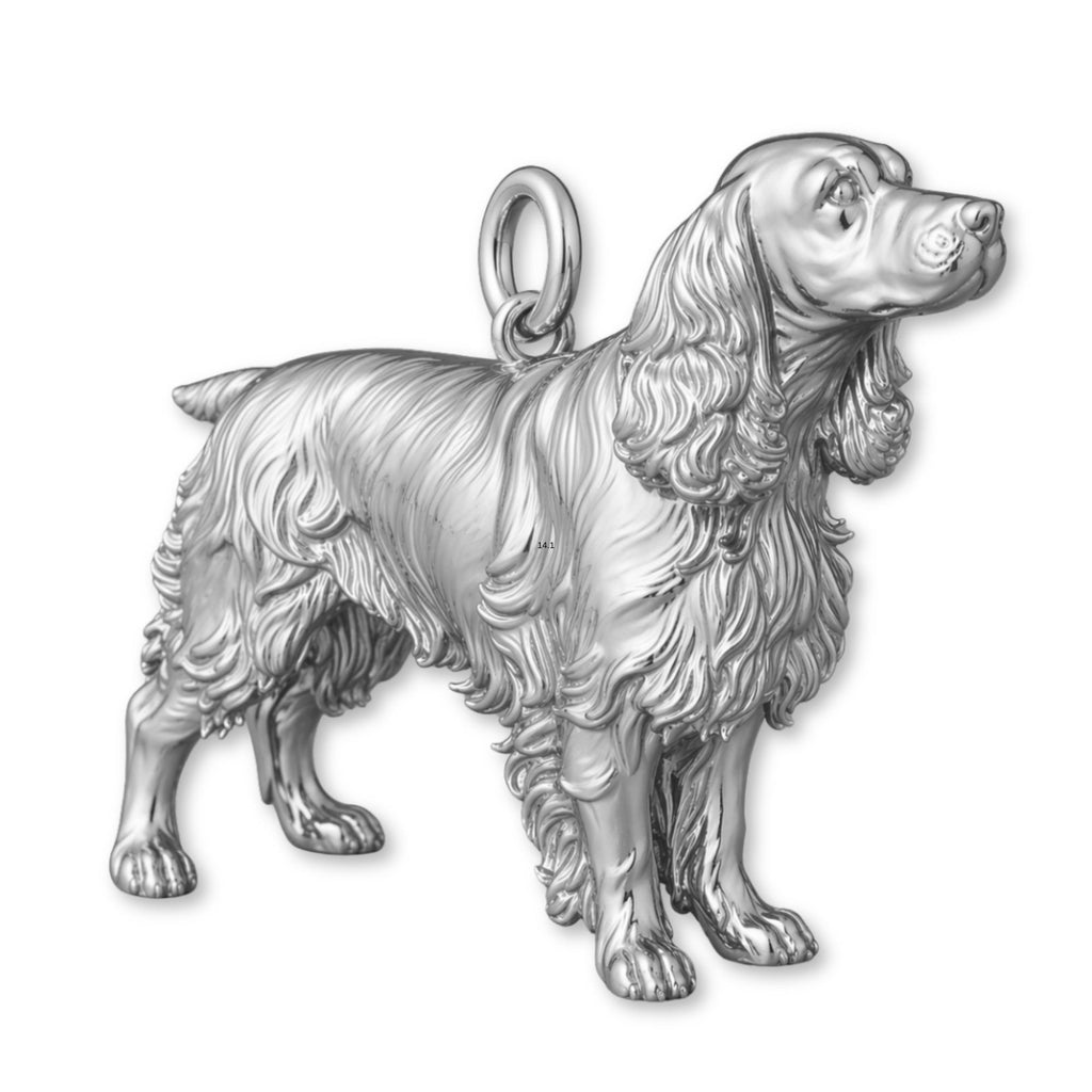 9ct White Gold - English Springer Spaniel Dog Charm