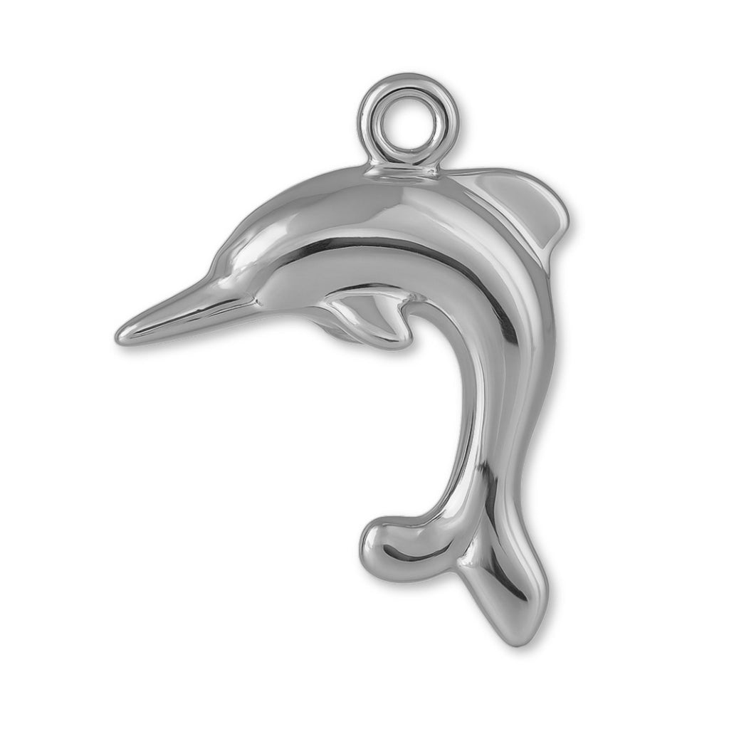 9ct White Gold - Leaping Dolphin Charm