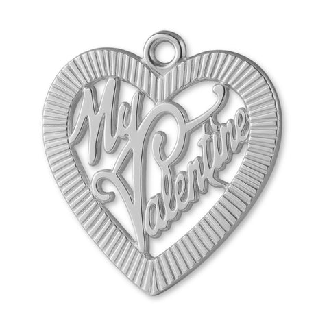 9ct White Gold - My Valentine Fluted Heart Charm