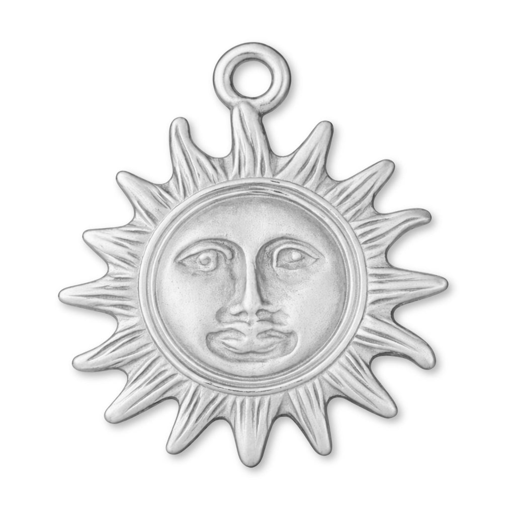 9ct White Gold - Vintage Sun Face Charm