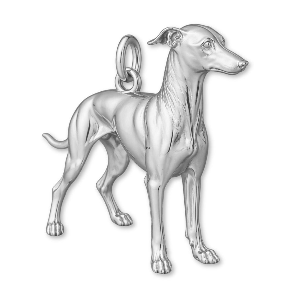 18ct White Gold - Greyhound Dog Charm