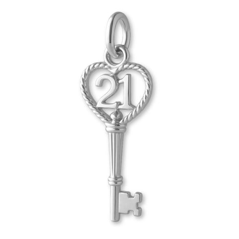 18ct White Gold - 21 Wreath Castle Key Charm