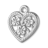 18ct White Gold - Floral Filigree Heart Charm