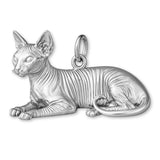9ct White Gold - Sphynx Cat Charm