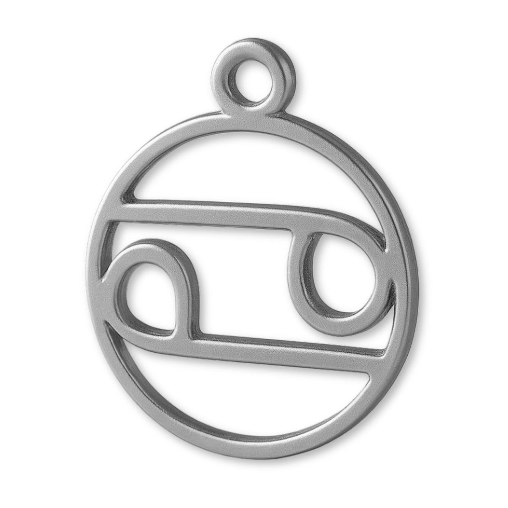 18ct White Gold - Cancer Zodiac Round Charm