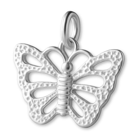 18ct White Gold - Speckled Monarch Butterfly Charm