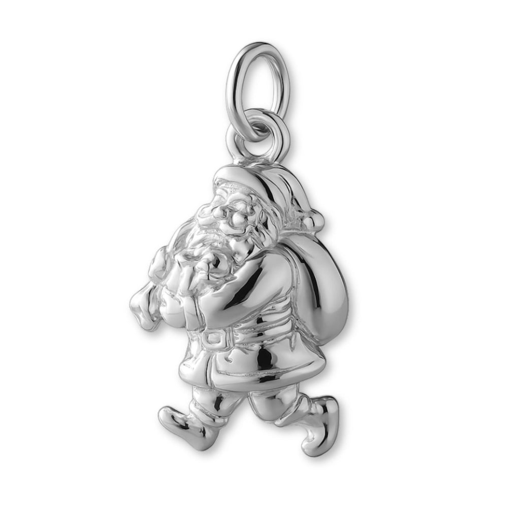9ct White Gold - Walking Santa Claus Charm