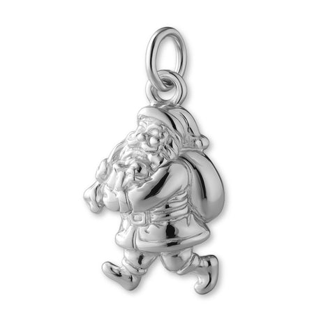 9ct White Gold - Walking Santa Claus Charm