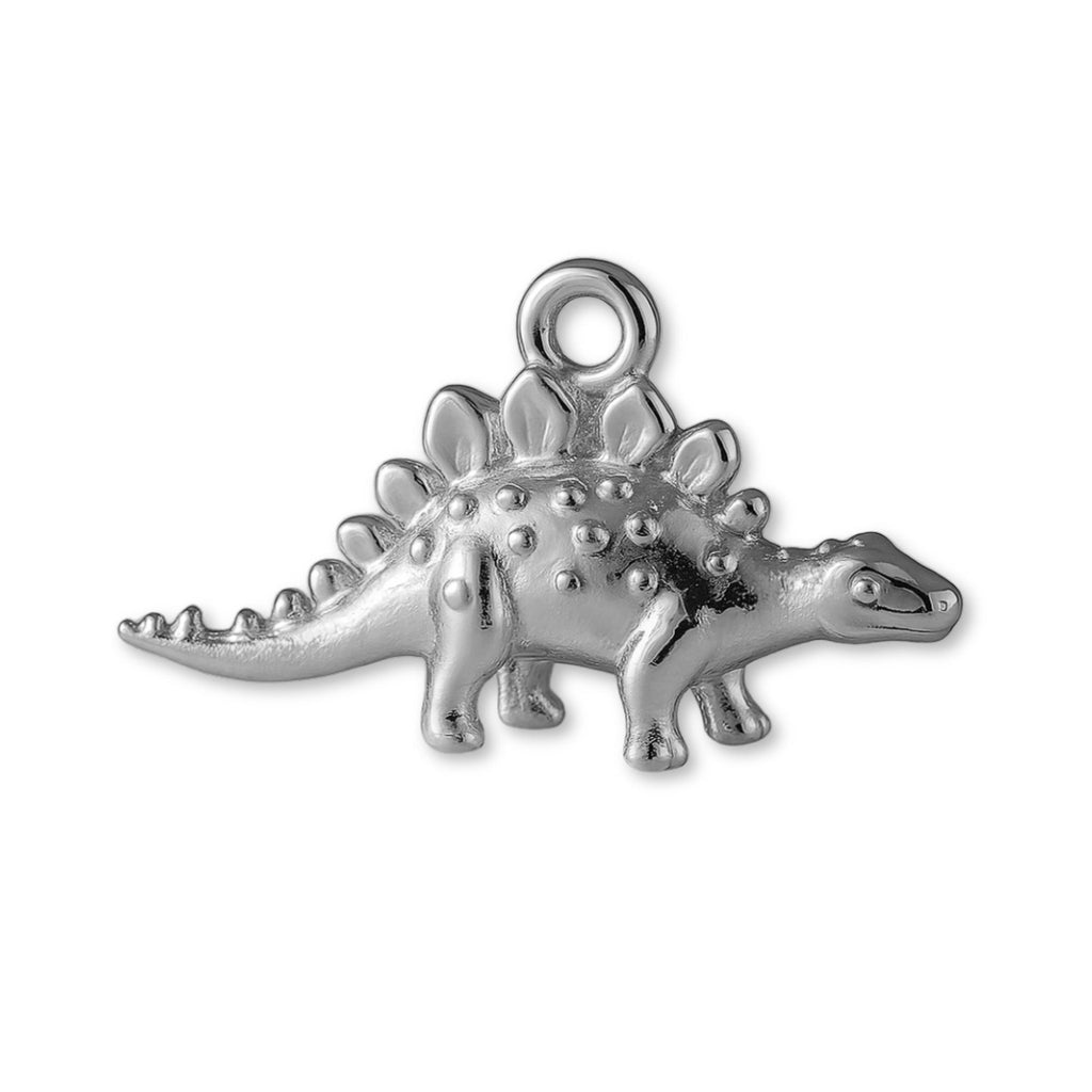 9ct White Gold - Classic Stegosaurus Charm