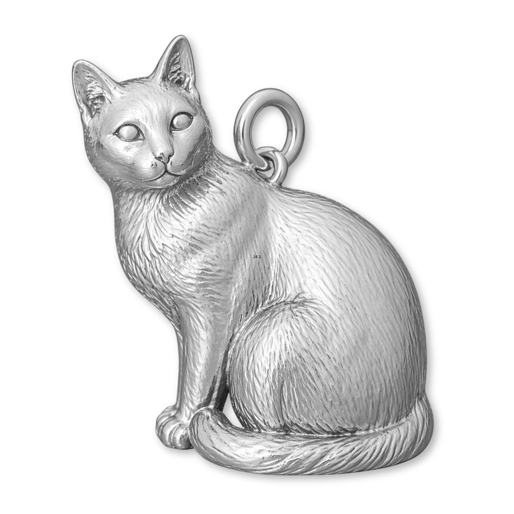 18ct White Gold - Siamese Cat Charm