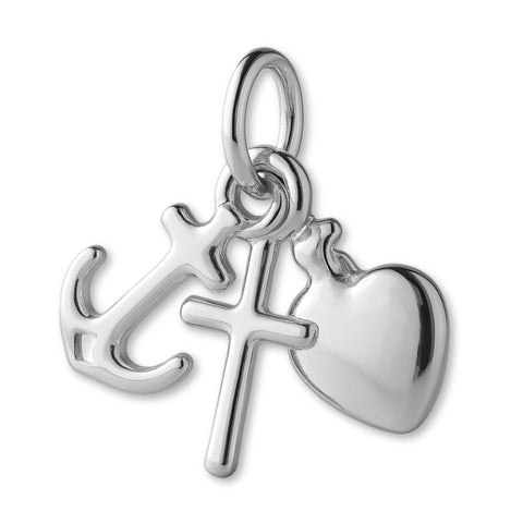 9ct White Gold - Classic Faith, Hope & Love Charm
