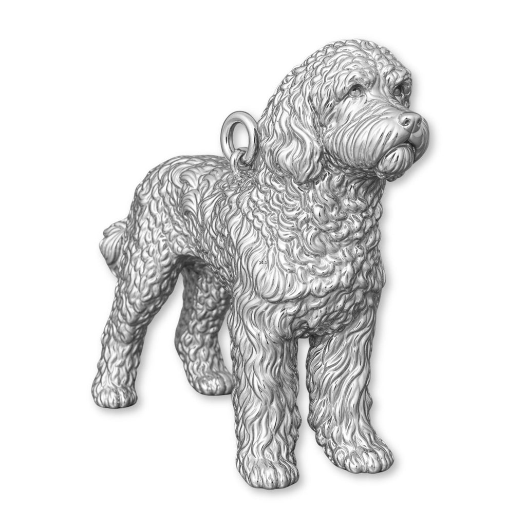 9ct White Gold - Labradoodle Dog Charm