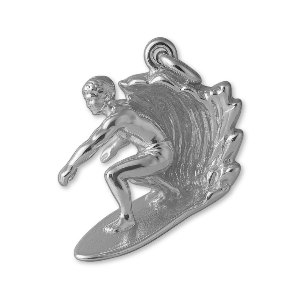 18ct White Gold - Wave Rider Surfer Charm