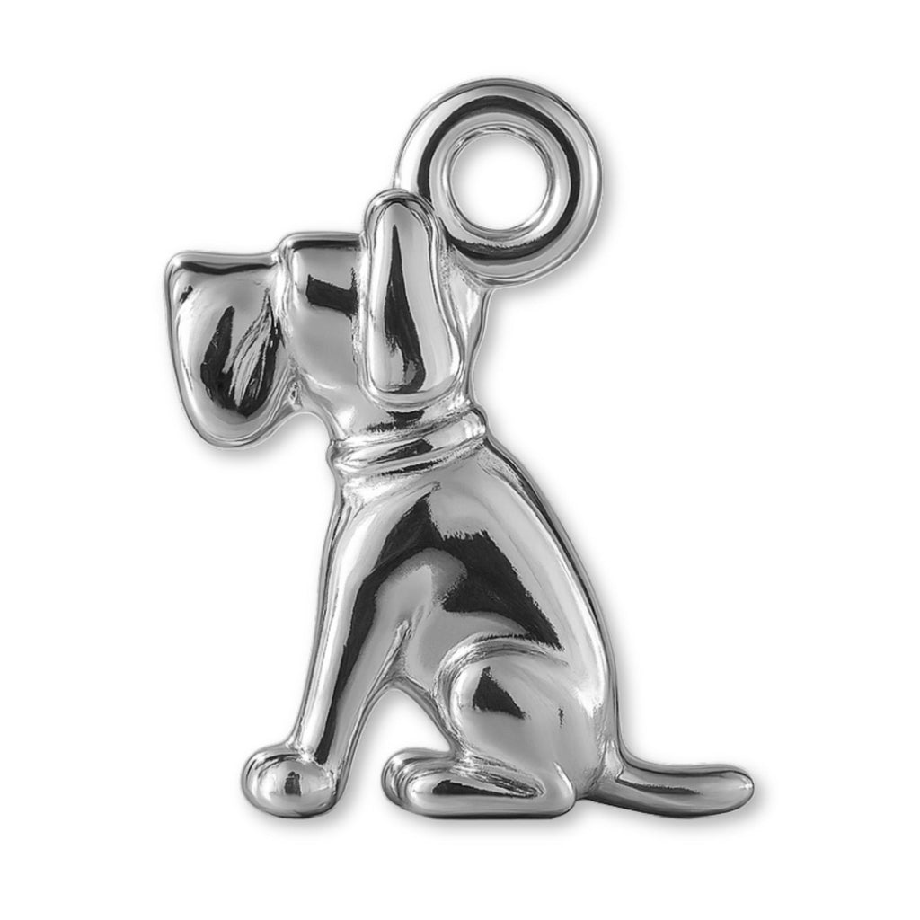 9ct White Gold - Sitting Hound Dog Charm