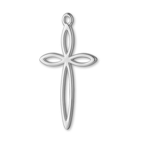 9ct White Gold - Marquise Petal Crucifix Charm