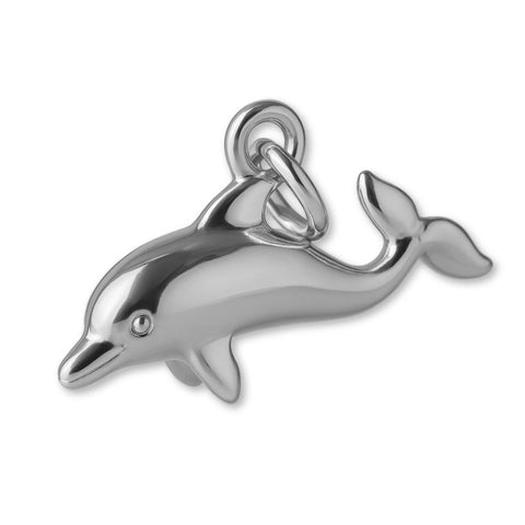 18ct White Gold - Playful Dolphin  Charm