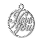 9ct White Gold - I Love You Openwork Charm