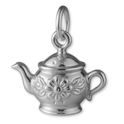 9ct White Gold - Ornate Teapot Charm