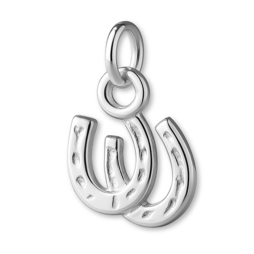 9ct White Gold - Double Horseshoe Charm