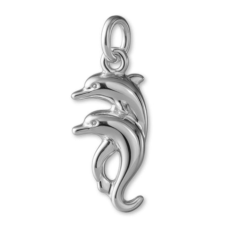 9ct White Gold - Twin Dolphins Charm