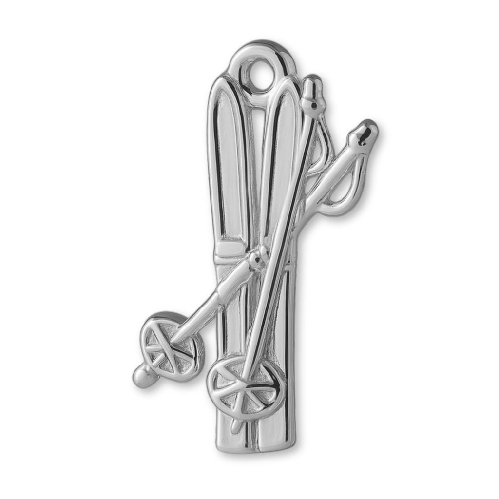18ct White Gold - Classic Ski's and Poles Charm