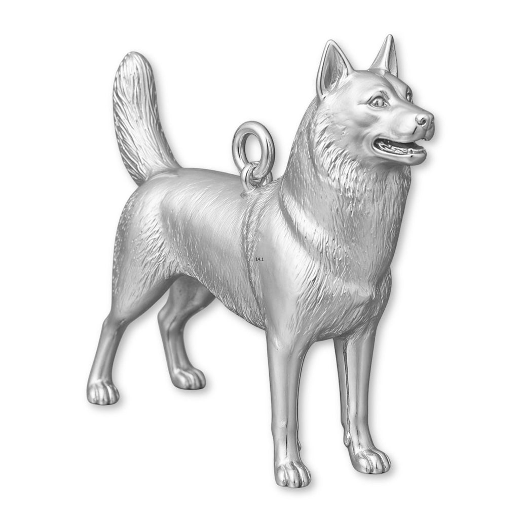 18ct White Gold - Siberian Husky Dog Charm