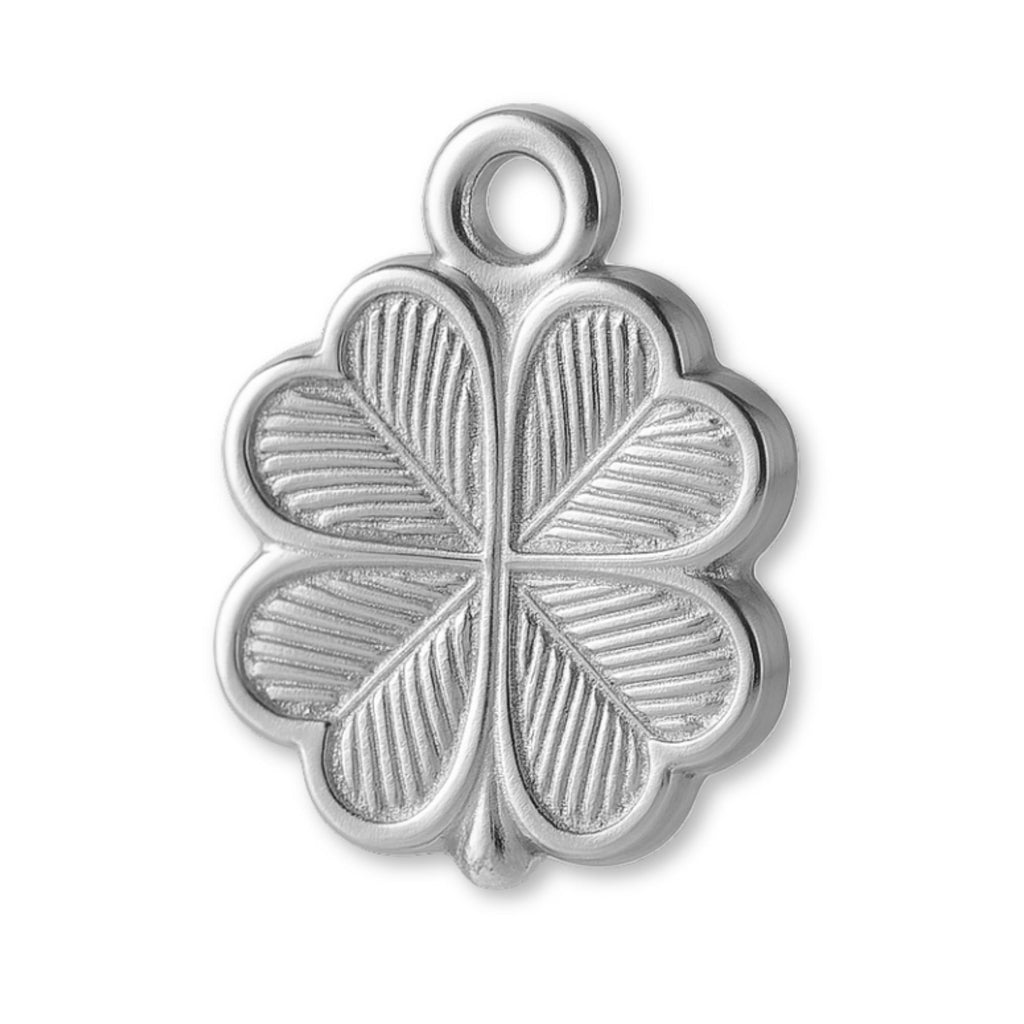 9ct White Gold - Four-Leaf Clover Amulet Charm