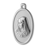 18ct White Gold - Oval Virgin Mary Amulet Charm