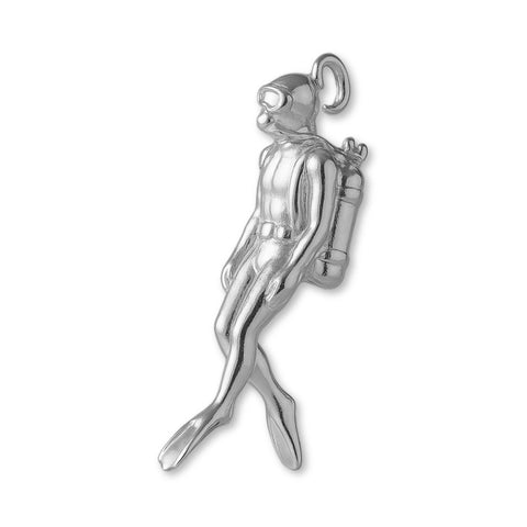 18ct White Gold - Swimming Scuba Diver Charm