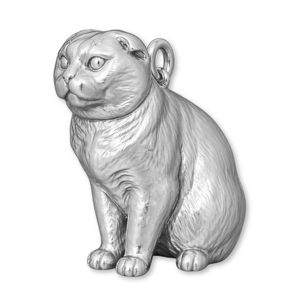 9ct White Gold - Scottish Fold Cat Charm