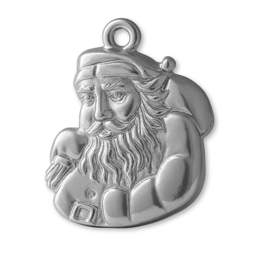 9ct White Gold - Santa Claus Portrait Charm