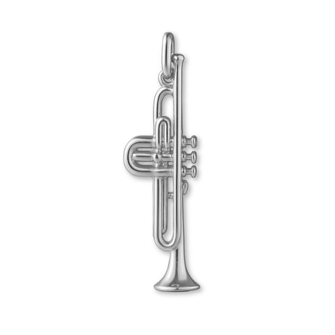 9ct White Gold - Tube Trumpet Charm