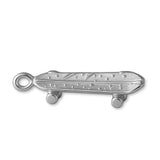 18ct White Gold - Battered Skateboard Charm