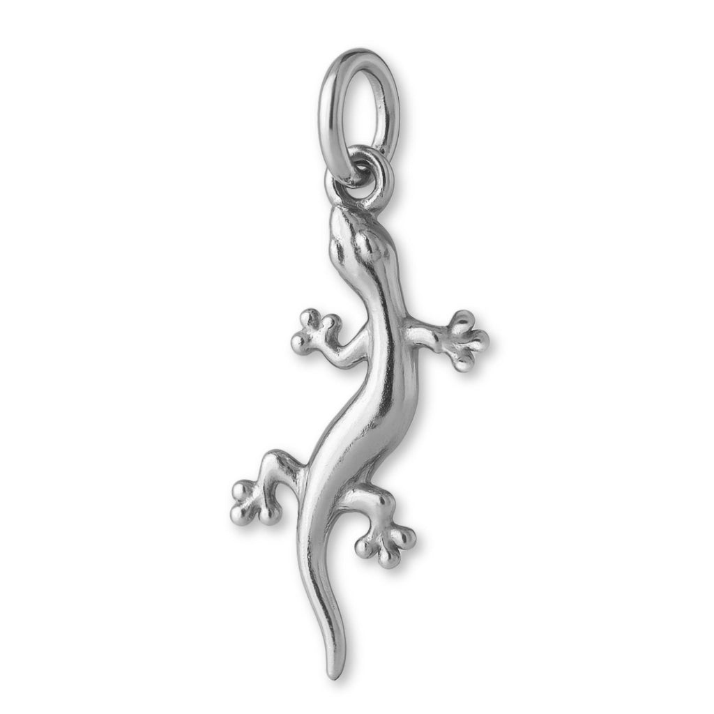 18ct White Gold - Forest Gecko Charm