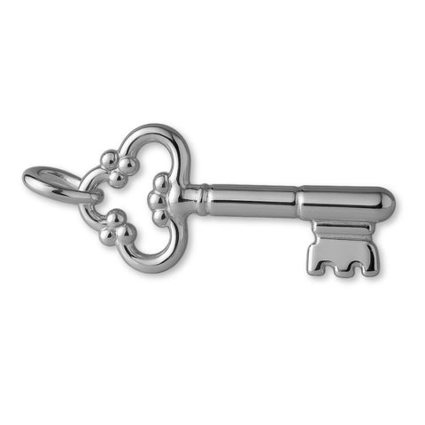 18ct White Gold - Clover Key Charm