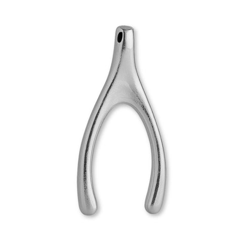 18ct White Gold - Classic Wishbone Charm