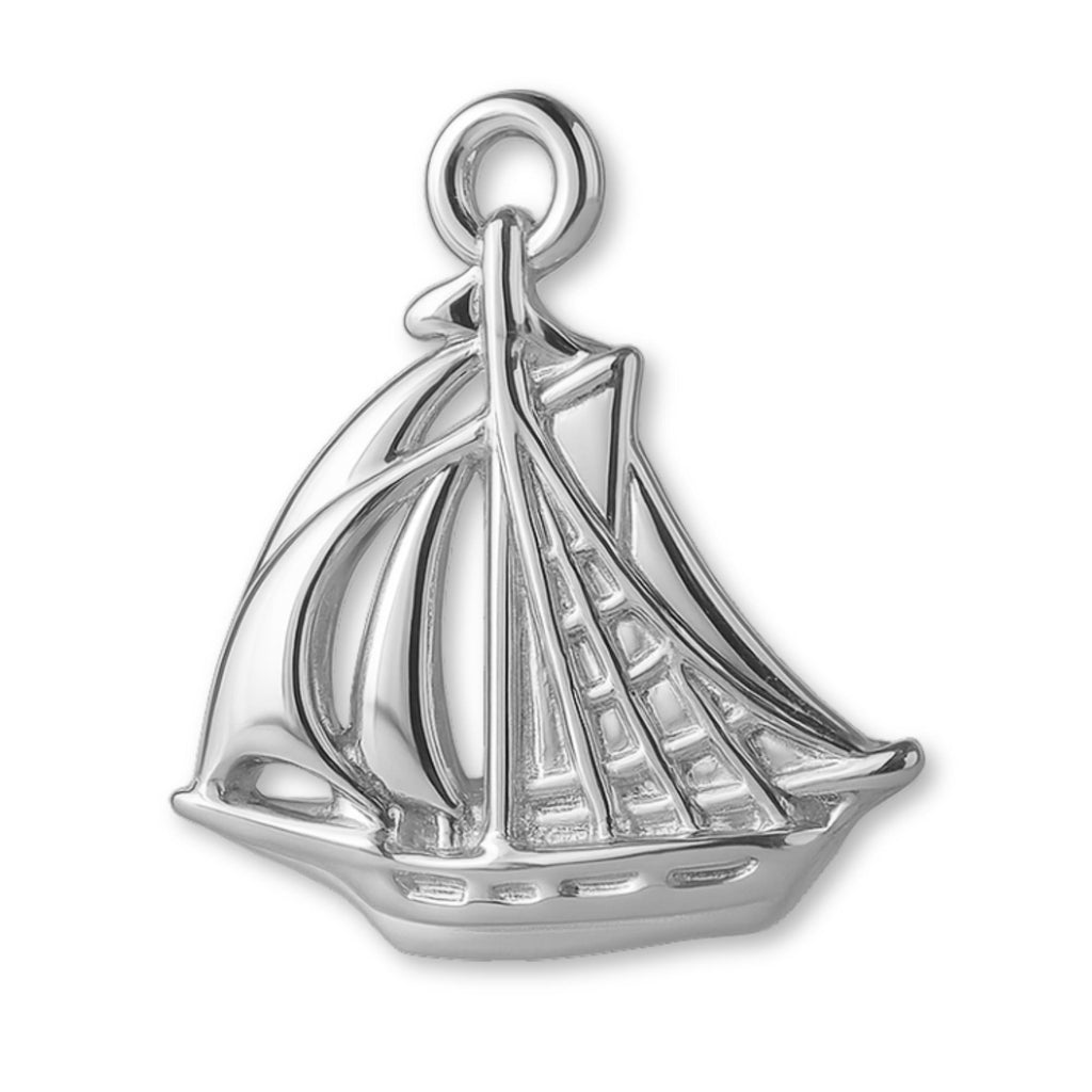 18ct White Gold - Sailing Schooner Charm