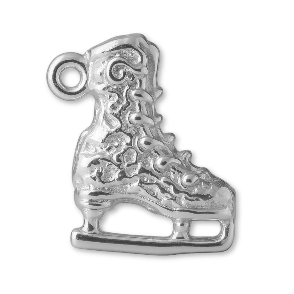 9ct White Gold - Ornate Ice Skating Boot Charm