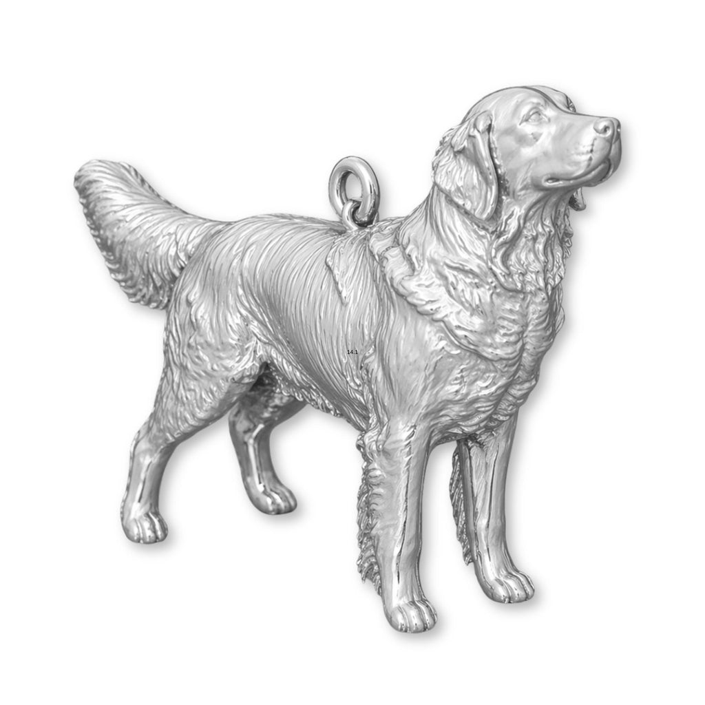 9ct White Gold - Golden Retriever Dog Charm
