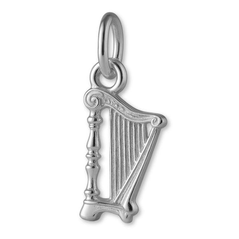 9ct White Gold - Classic Column Harp Charm