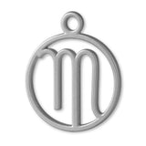 18ct White Gold - Virgo Zodiac Round Charm