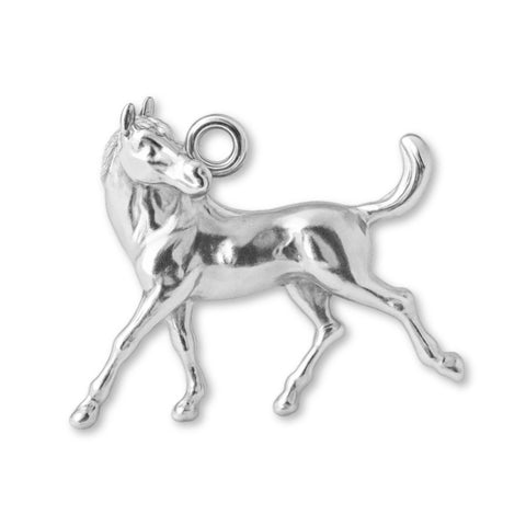 9ct White Gold - Galloping Horse Charm