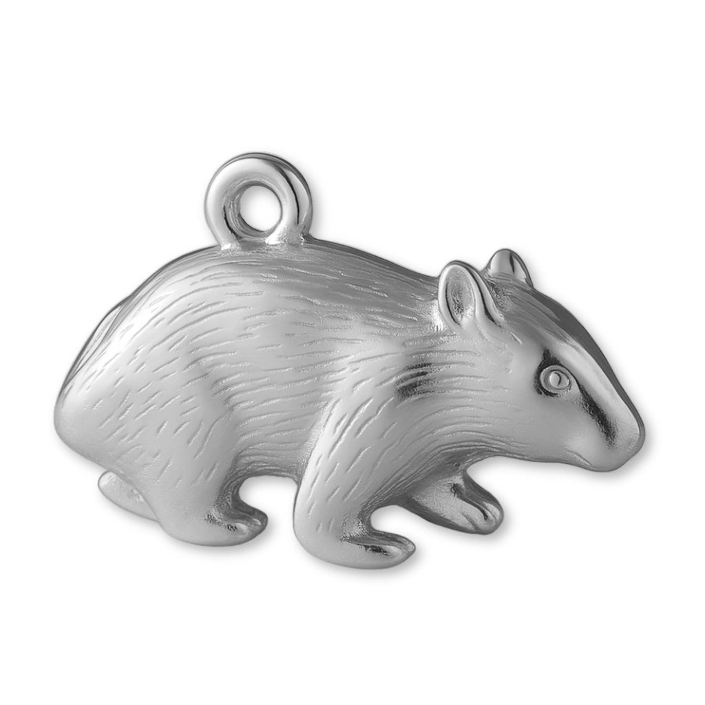 18ct White Gold - Hairy Wombat Charm