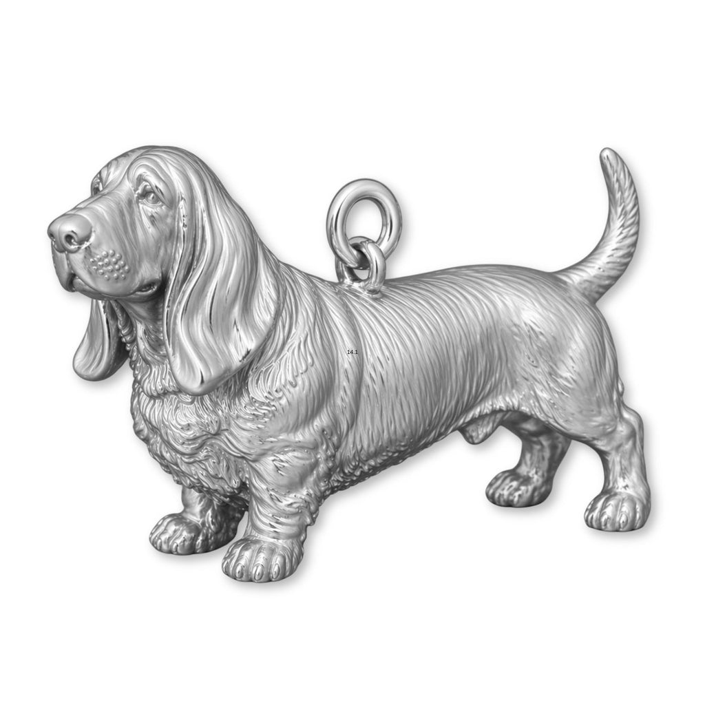 18ct White Gold - Basset Hound Dog Charm