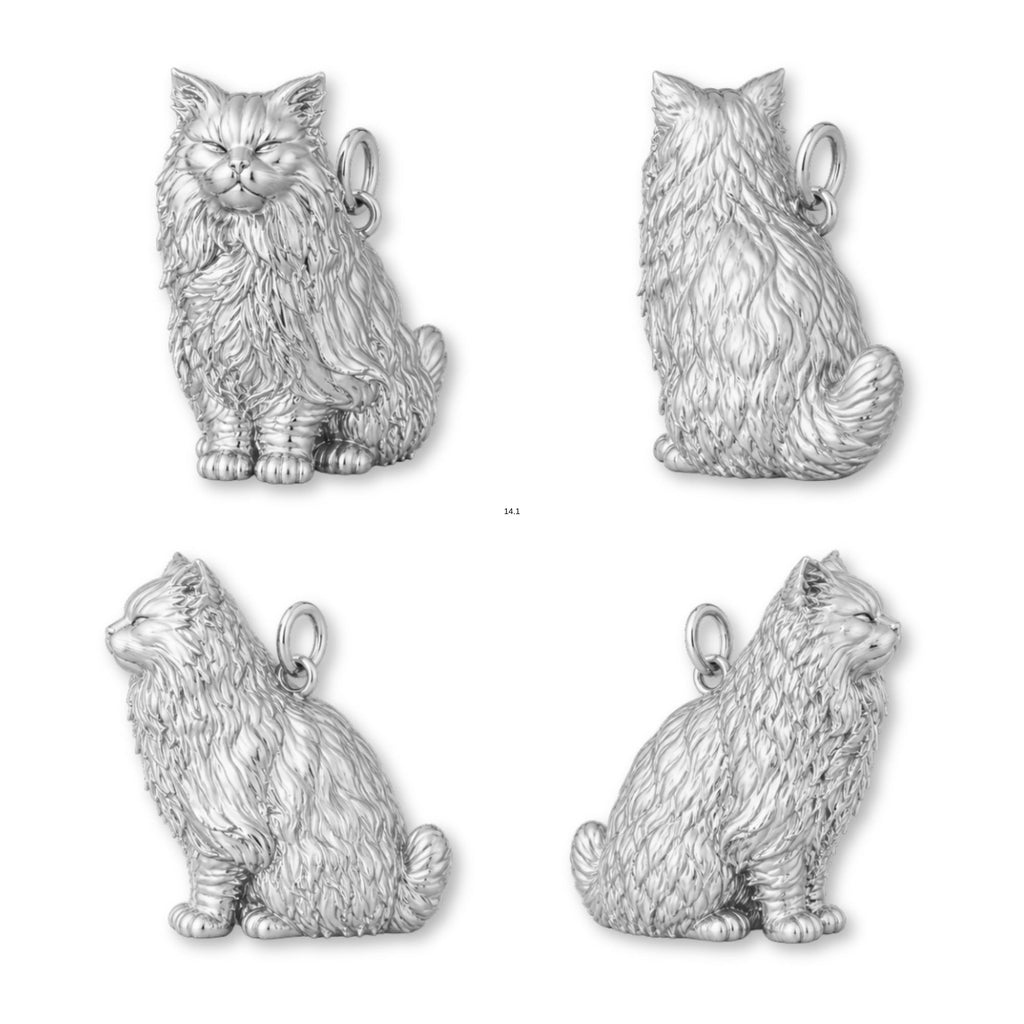 9ct White Gold - Custom Cat Charm