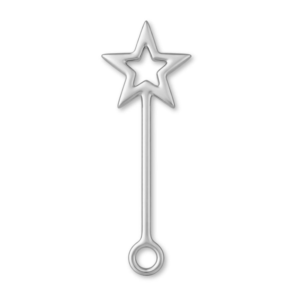 9ct White Gold - Star Wand Charm